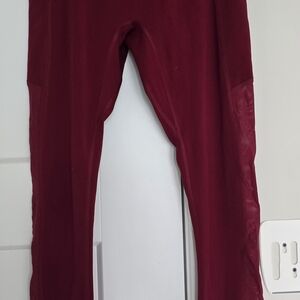 Gymshark Red Leggings With Side Mesh And Pockets